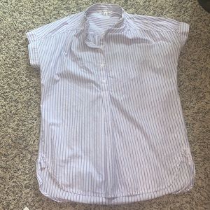 Collared small top red and blue strip never worn